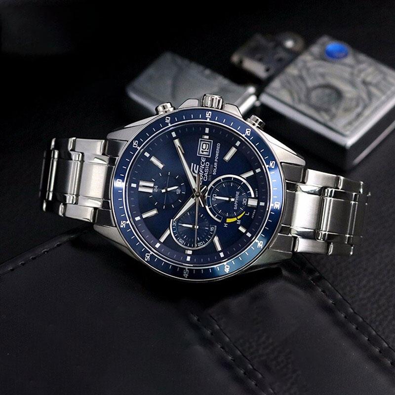 Casio Edifice Ocean Heart Classic Three-Hand Three-Eye Unicorn Solar Quartz Watch Men Watches Blue EFS-S510D-2AVUPR