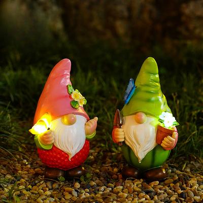 Outdoor Goblin Dwarf Solar Garden Decoration Cartoon Fruit Field Dwarf Ornaments Garden Resin Crafts