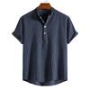 Y2k Short Sleeve Shirt Men's Cotton and Linen Stand Collar Short-sleeved Shirt
