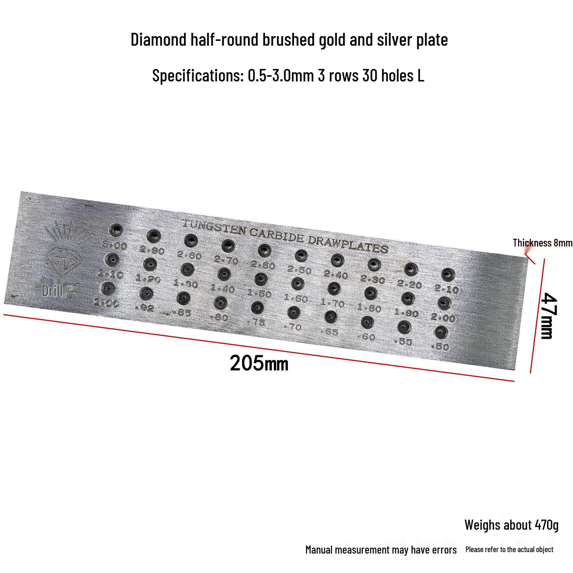 Gold and Silver Wire Drawing Jewelry Tool - Semi-Circular Brushed Plate for Diamond and Stainless Steel