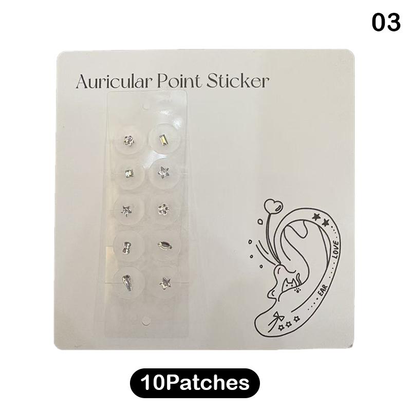 10 Patchs  Colorés  Perles Autocollants Points d'Oreille Bâtonnets de Pression Auriculaire Acupuncture Autocollants Auriculaires Massage