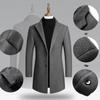 Autumn and Winter Woolen Men's Coats Casual Slim Woolen Windbreakers Mid-length Woolen Men's Clothing