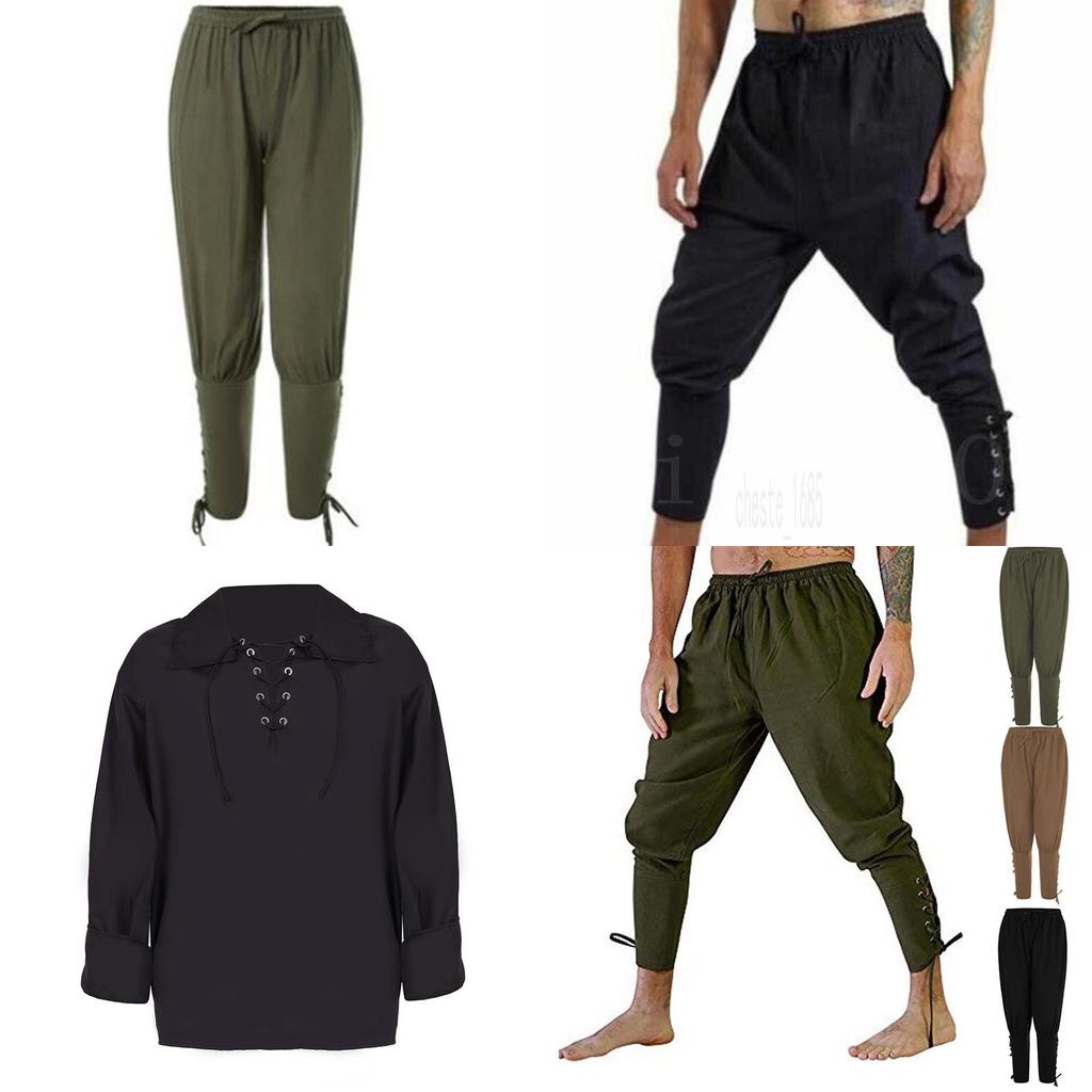 Halloween Piraten Ritter Cosplay Kostüm Hochwertiges Baumwollmisch- und Leinenmaterial Atmungsaktiv und bequem Perfekt für Comic-Con und Partys