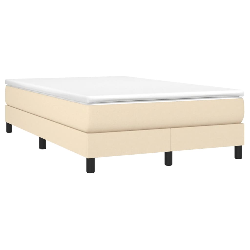 Box Spring Bed Frame Cream 120 X 200 Cm Fabric
