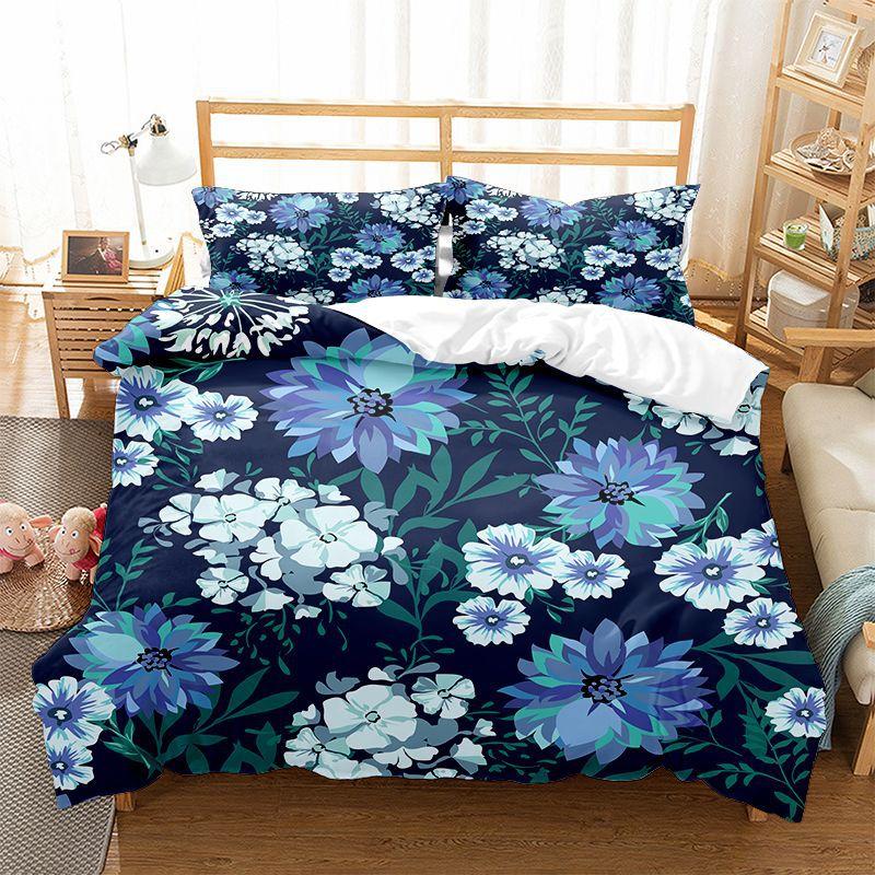 Comforter Floral Bedding Set Botanical Flower Queen Soft Boho Rose Flowers Leaves Print Comforter For Teens Adults Decor