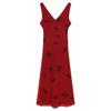 Whitewater Woman [real * Red Rose] V-neck Suspender Dress Summer Gentle Vacation Wind Red Slim Skirt