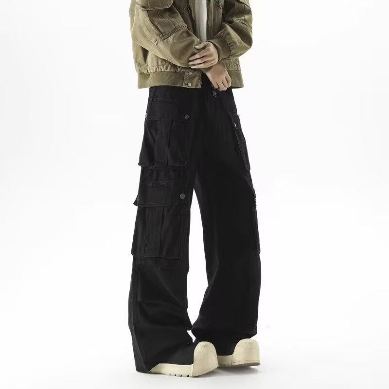 American trendy brand cotton multi-pocket overalls men's and women's spring and autumn new loose casual versatile functional straight trousers