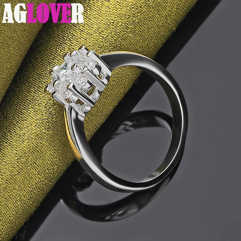 Ring aus 925er-Sterlingsilber, Blume, großer AAA-Zirkon, Schmuck