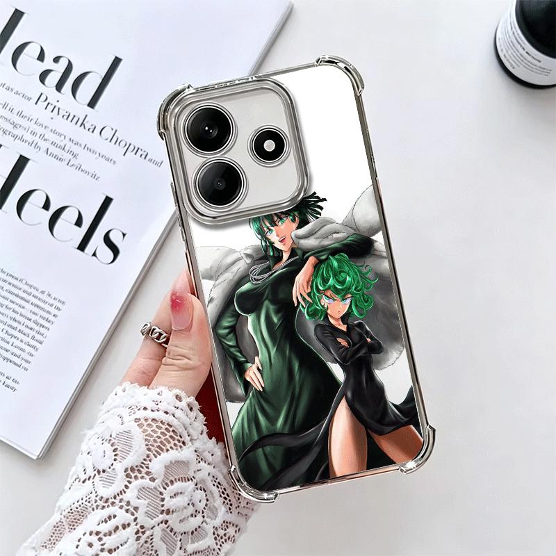 One P-Punch-Mans Tatsumaki Soft Phone Case For Xiaomi Redmi Note 14 15 Pro Plus 13 12 11S 11T 5G 10 9S 9 Plating Anti-Fall Funda