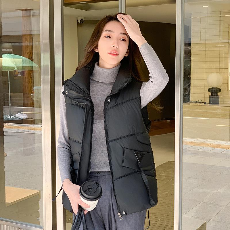 Daunenweste Kurz Stehkragen Ärmellos Weste Jacke Baumwollweste Damenbekleidung.