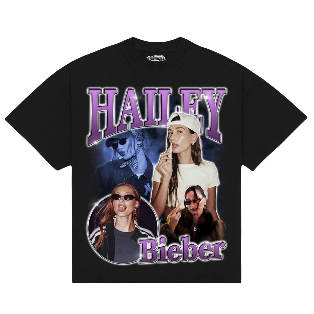 

Fashion Singer HAILEY BIEBER T Shirt 2026 Summer Unisexs Womens Cotton Casual Short Sleeve Round Neck Clothing Loose Tops Trend S
