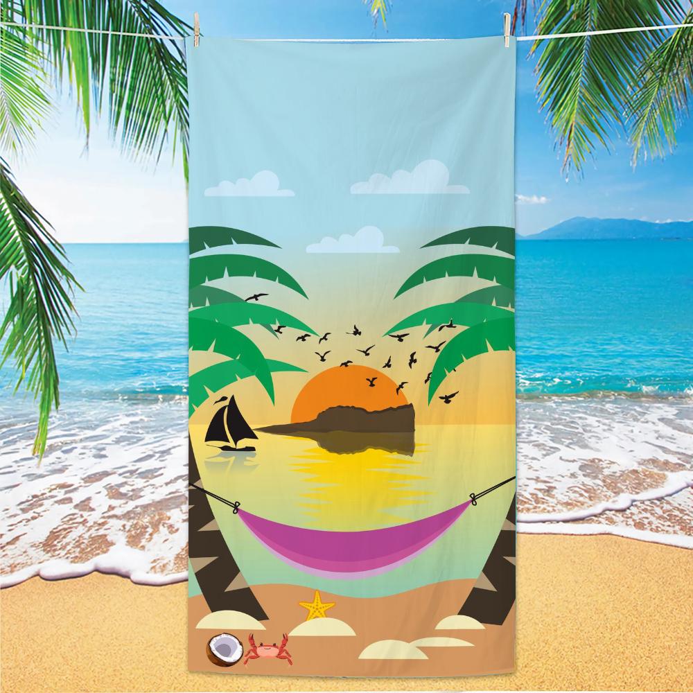 

Beach Pattern Beach Towel, Digital Printing Thin Quick-Dry Anti-Sand Microfiber Lightweight for Swim, Yoga, Travel, Gym, Gift W30*H60(CM)
