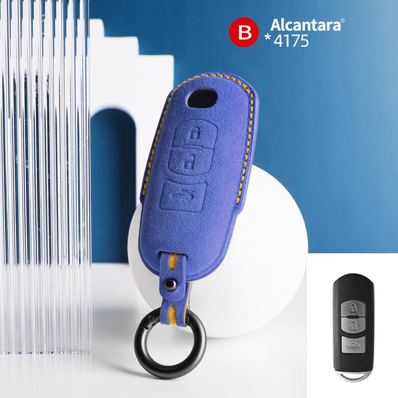 From Italy Suede for Mazda 3 5 6 Summit Axela Atenza M3 M6 CX5 CX7 CX9 CX-5 CX-7 CX-9 MX-5 Miata RX-8 X-5 2/3Botton Car Key Case