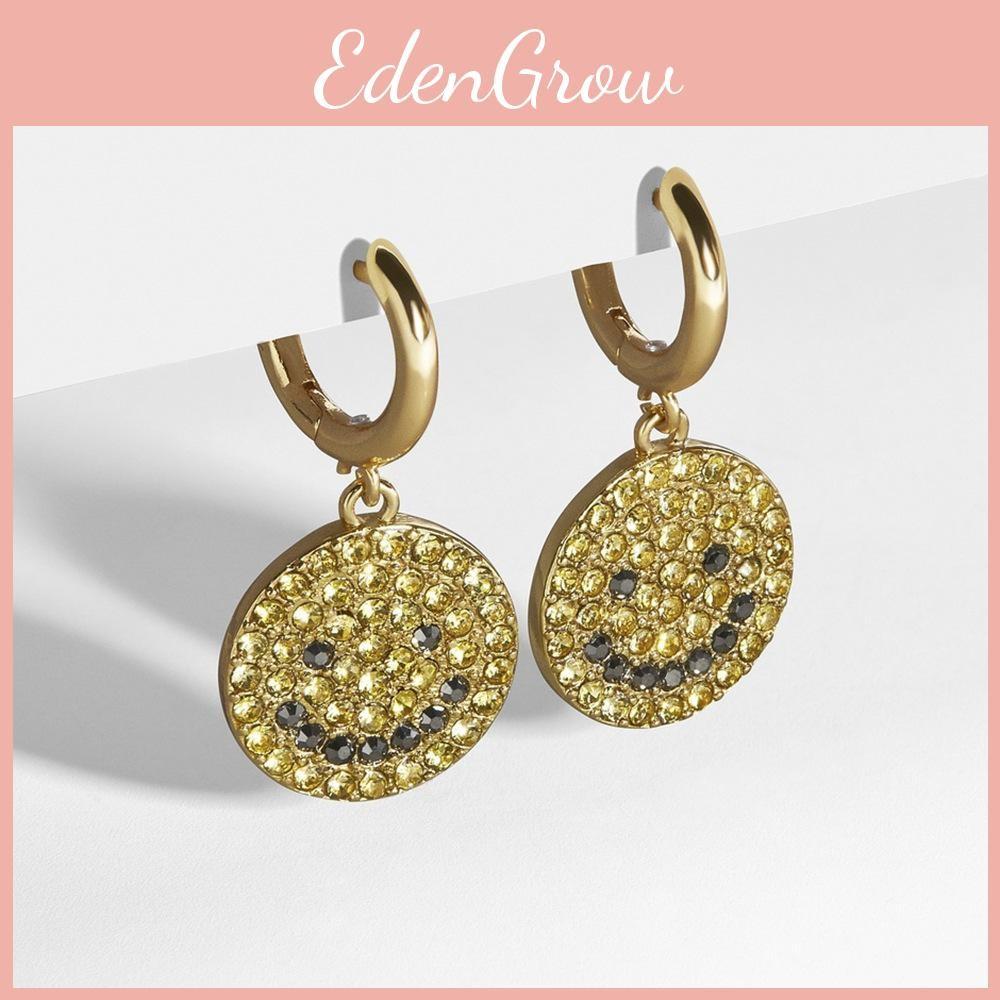 European Trendy Style Exaggerated Gold Plated Round Smiley Earrings Face