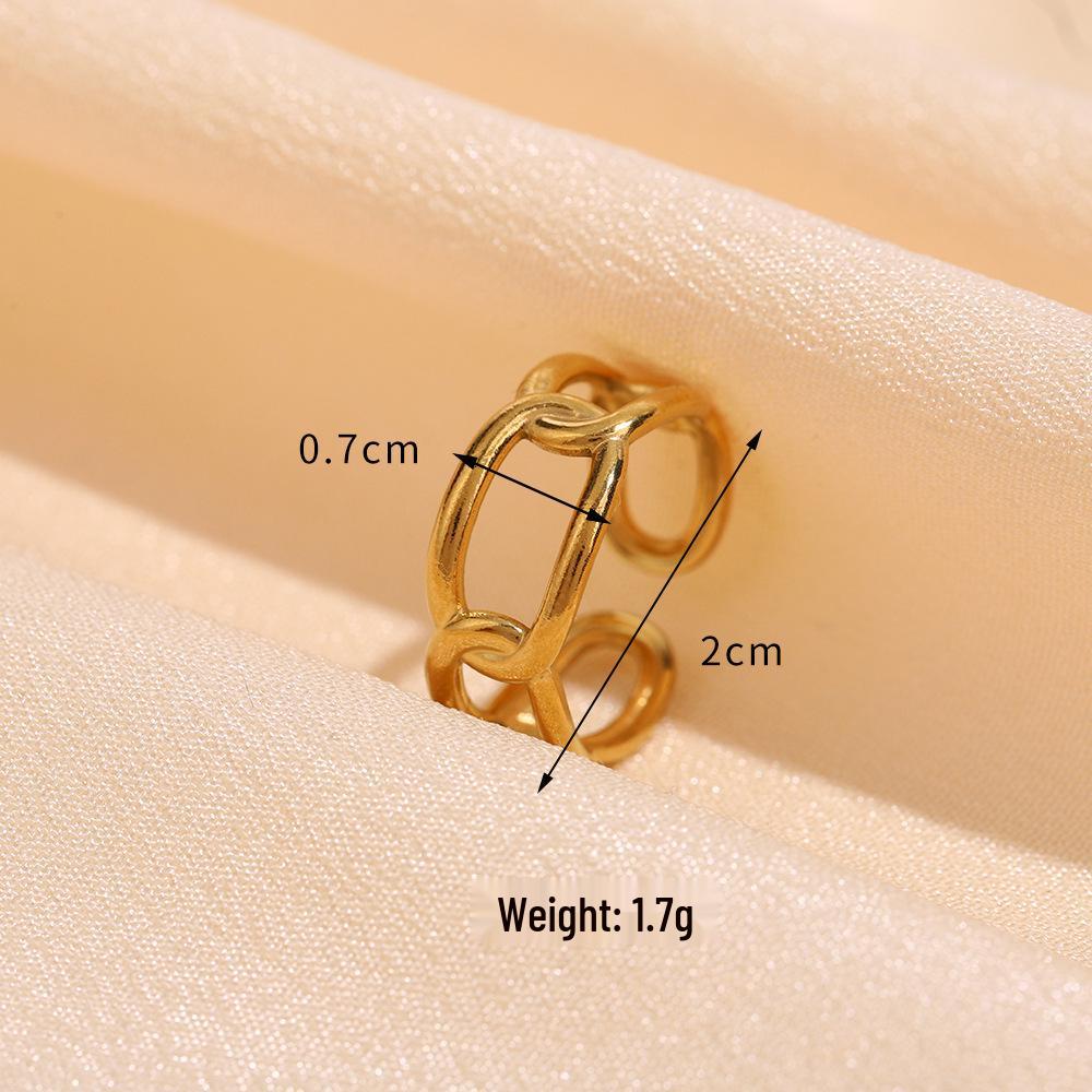 Adjustable Minimalist Geometric Open Stainless Steel Women's Ring - Gold-Plated, Hydraulic Vacuum Finish