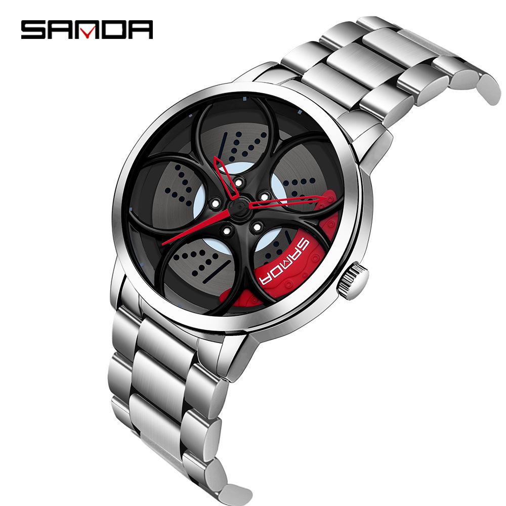 Sanda Trendy Skeleton Dial Waterproof Watch for Young Men