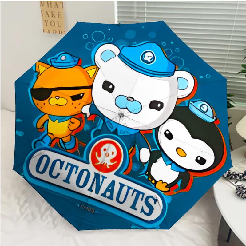 The Octonauts7 Print Automatic Umbrella, 8 Rib Iron Frame, Plastic Handle, Suitable for Outdoor Travel &Daily , Ideal Gift