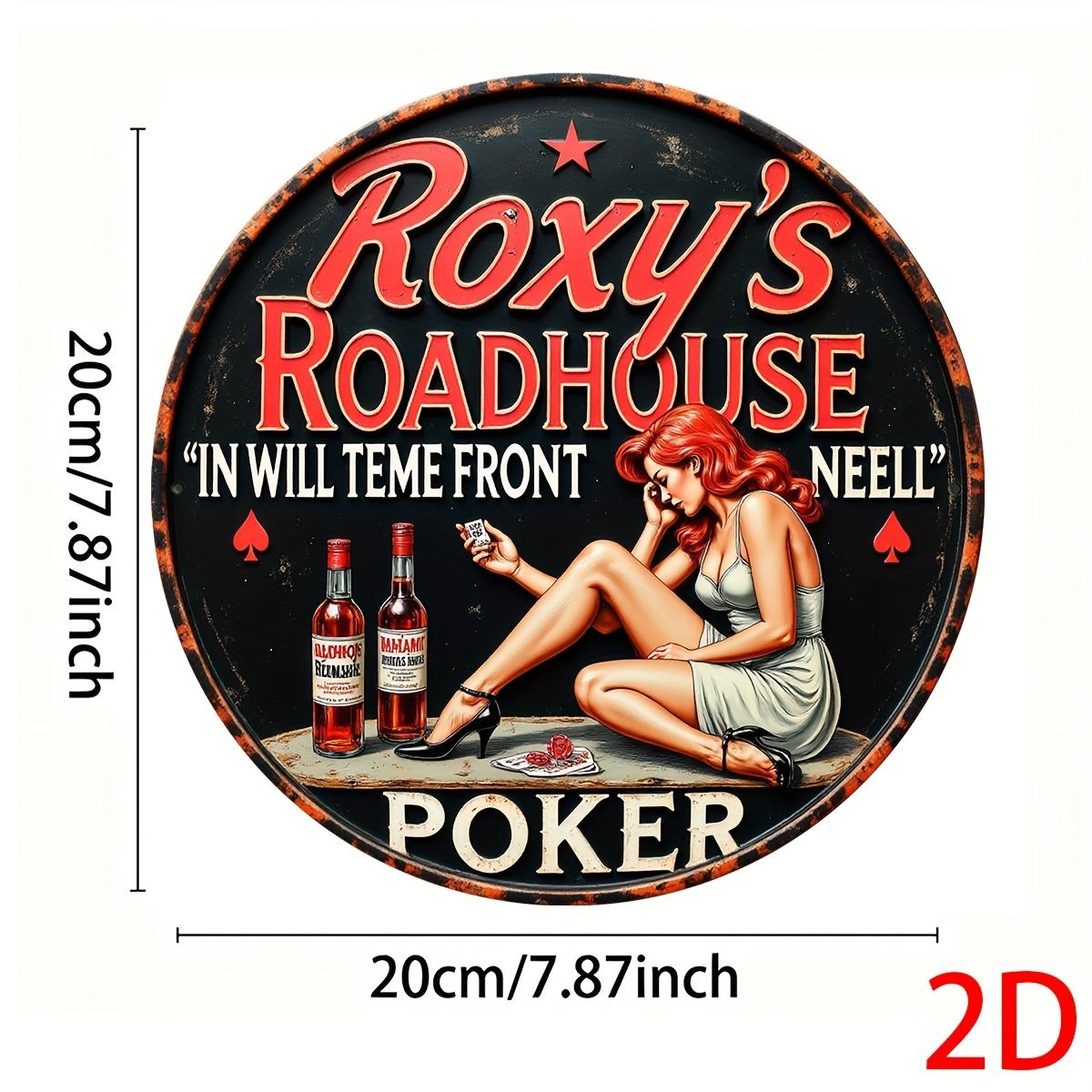 D FlatVintage Style Aluminum Metal Sign Bar Decor with PinUp Girl Poker Whiskey Artwork American Diner Wall Plaque 20x20cm(8x8inch)