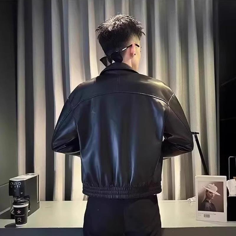 Men's Trendy Short Leather Jacket - Cool Street Style Fashion for Spring & Autumn 2025