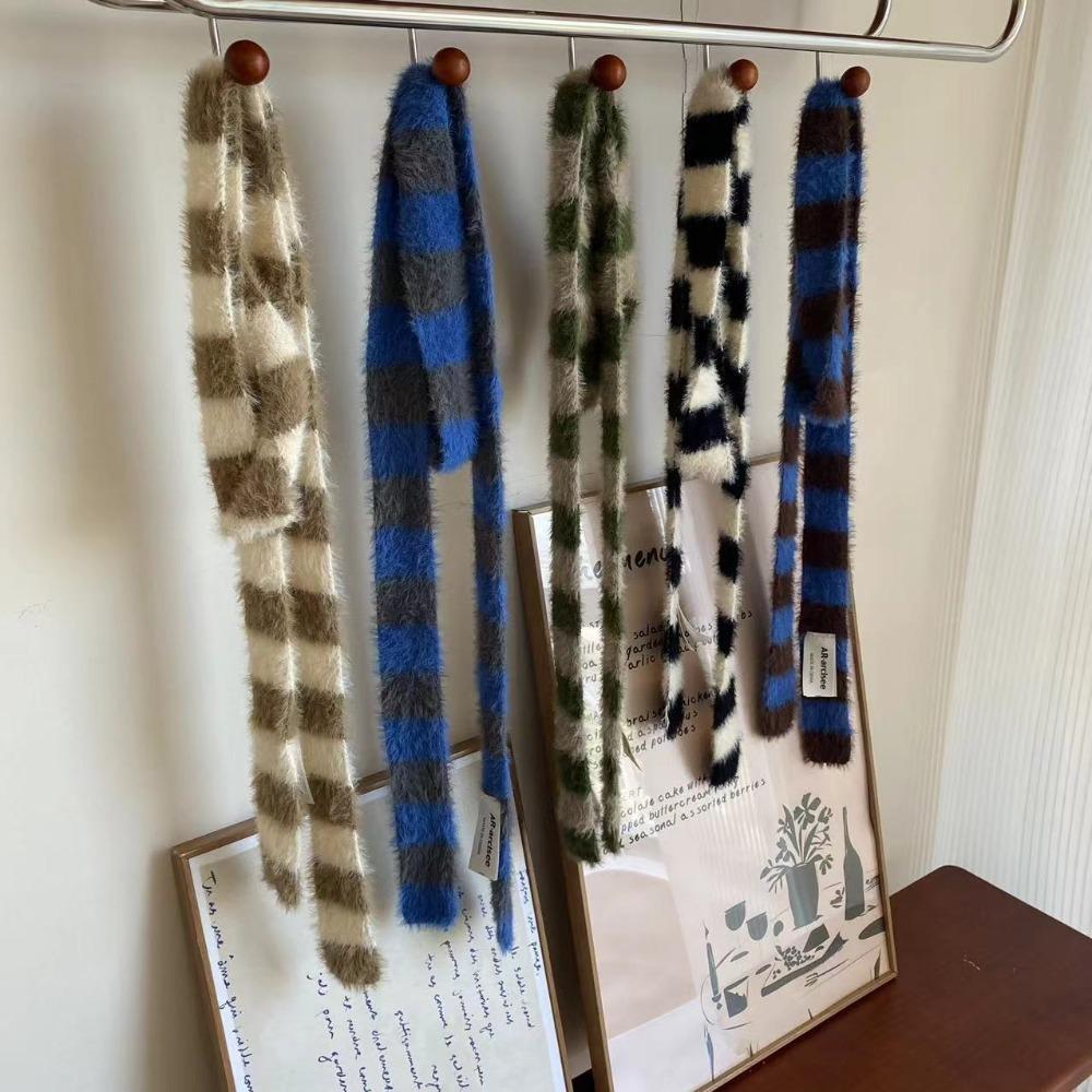 Knitted Wool Sausage Thin Scarf Y2 Neck Scarves Fashion Plush Long Narrow Scarves  Autumn Winter