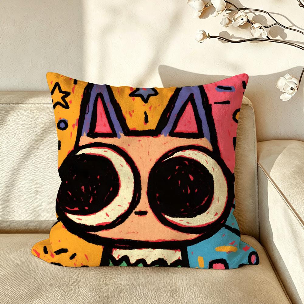 Art SStyle BBlack and White Cat Cushion Cover Pillow Case Antidustmite Pillowcase Silky Short Plush Sofa Cushion Cover hot