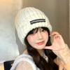 Autumn and Winter Woolen Hats for Women  Letter Cloth Labels  Small Knitted Hats for Couples Versatile Ear Protection, Warm Pullover Cold Hats for Men
