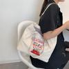 Design Tote Bag New Korean Edition Zipper Canvas Red Large Capacity Versatile Cartoon Blue Personalized Shoulder Bag For Women
