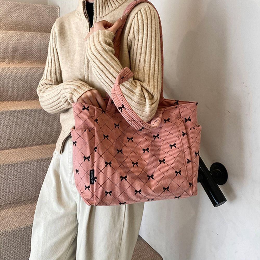 INS Women's Underarm Bag Korean Style Travel Shoulder Bag Eco-Friendly Corduroy Tote Bag  Underarm