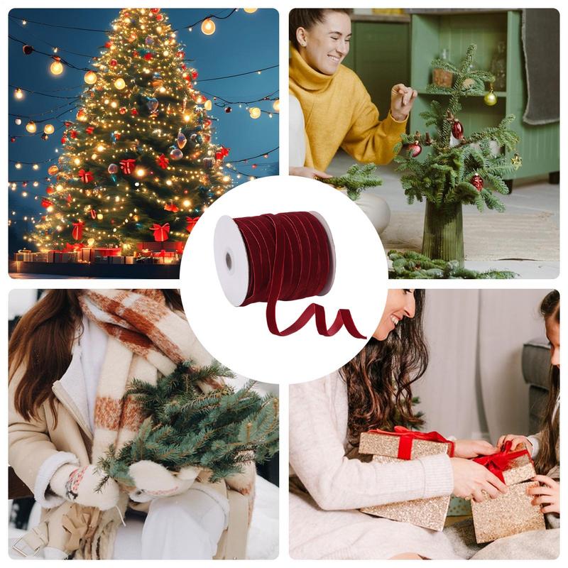 Flocking Ribbon Christmas Velvet Ribbon Orranment Packaging Ribbon for Gift Wrapping Bowknot Christmas Ribbon Party Decorations