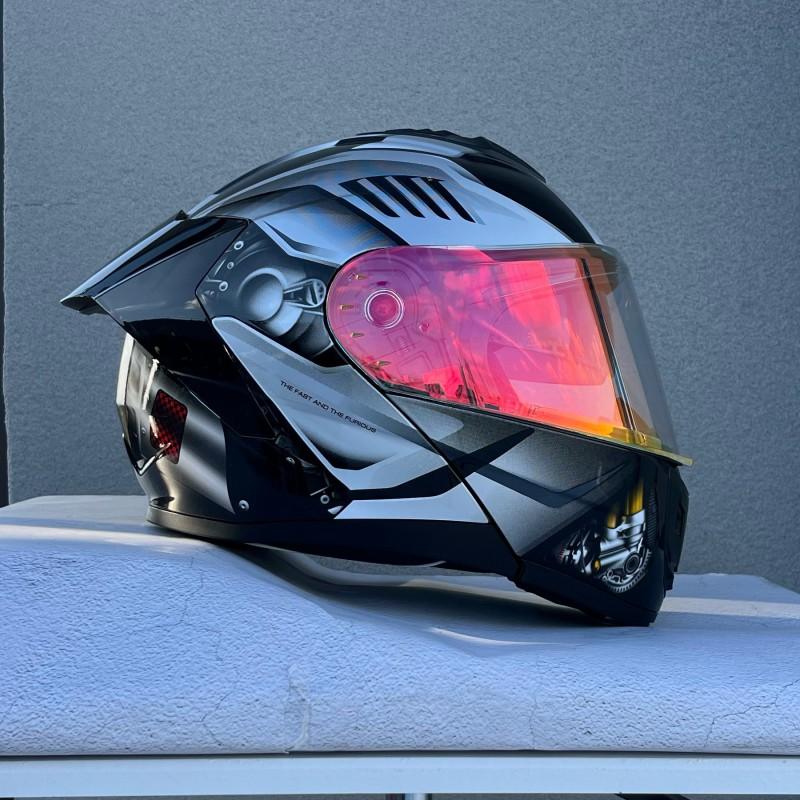Flip-Up Motorcycle Helmet With Dual Visors ABS Full Face Men Women Scooter Riders