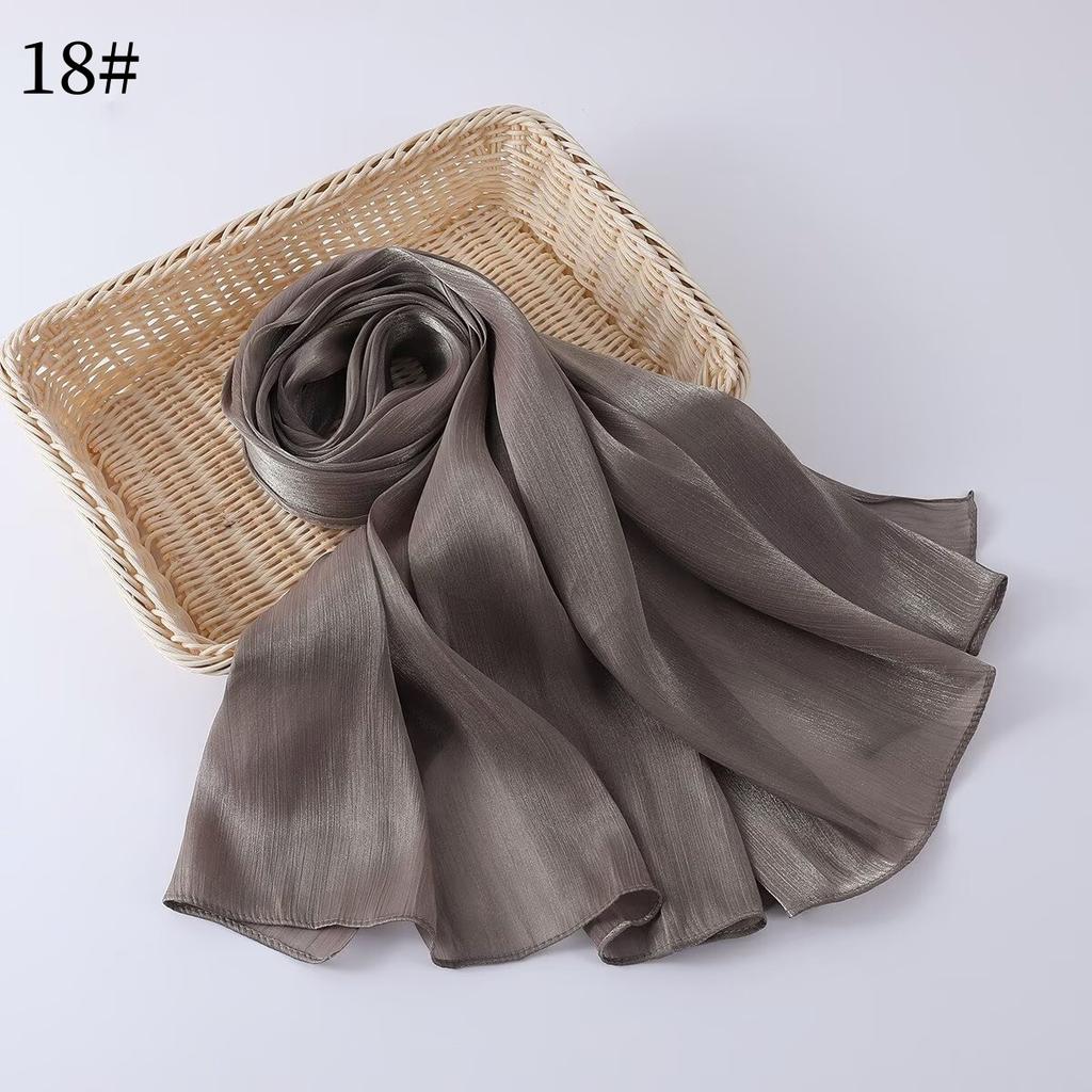 35 Colors Women Hijab Scarf Shiny Muslim Long Scarves Light Weight Soft Turban Shawl Organza Satin Shimmer Scarf