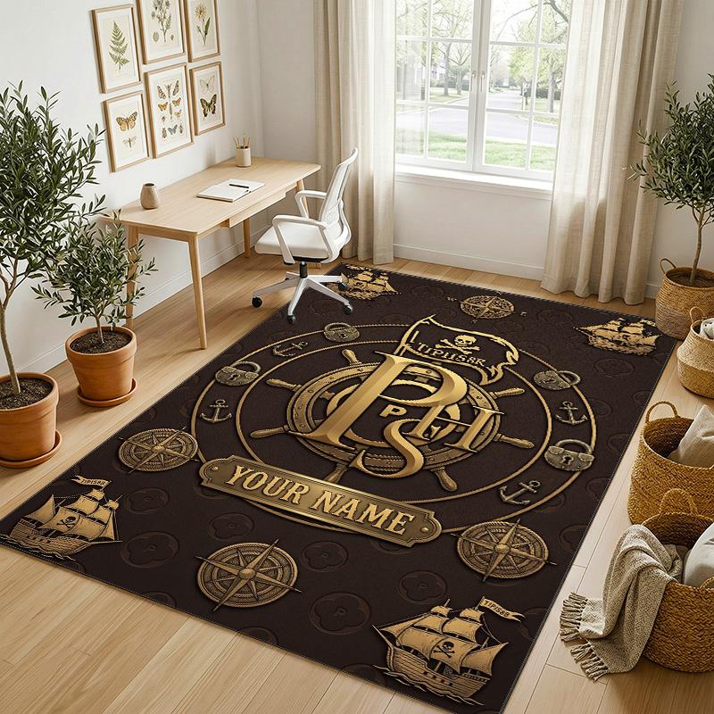 Pink Theme Soft Crystal Velvet Rug Custom Name & Text Print Non Slip Floor Rug for Bedroom Living Room