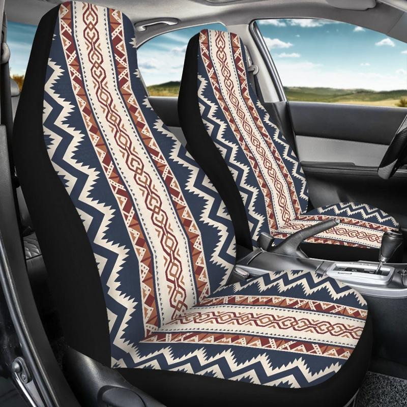 Car Universal Seat Cover Elastic Polyester Cloth Tribe Geometric Pattern Car Seat Cover