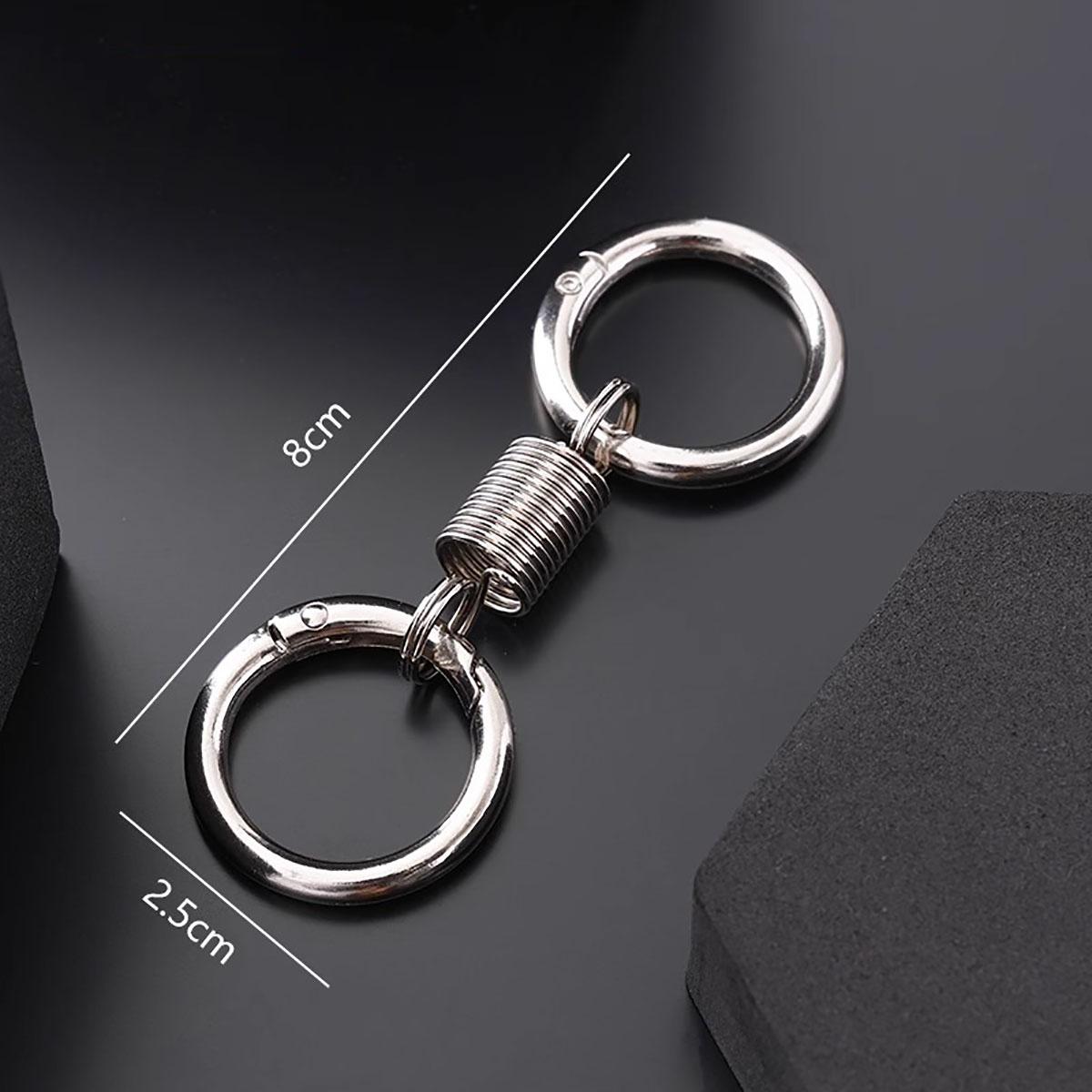 

Personality Spring Double Coil Keychain Carabiner Buckle Key Rings Anti-lost Climbing Hook Car Keychians Accessories Gift серый