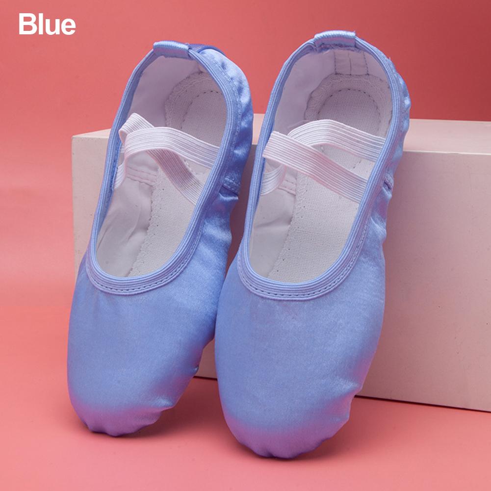 Girls Ballet Shoes Kids Dance Slippers Professional Satin Soft Sole Ballet Dance Girls Female Ballet Yoga Gym Dance Shoes 23 синий