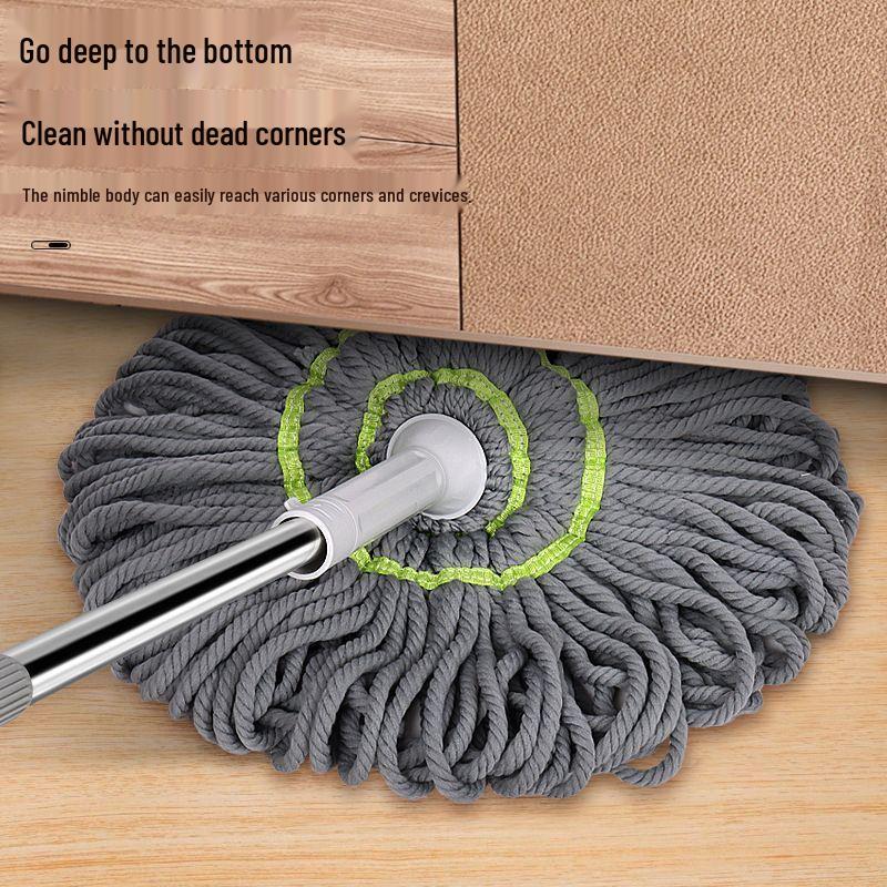 Mop z mikrofibry obrotowy bez mycia - Automatyczne wyżymanie, Podwójnego użytku do czyszczenia na sucho i na mokro