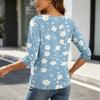 Women's Vintage Floral Print Three-Quarter Sleeve Loose Fit Lightweight Cardigan