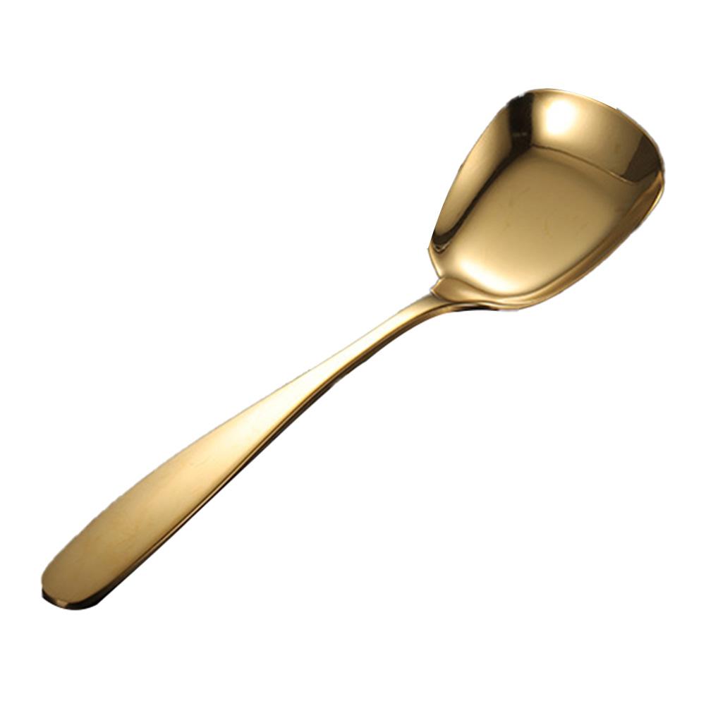 17cm Löffel mit flachem Boden Edelstahl Quadratische Esslöffel Reis Geschirr Kind Langer Griff Trinklöffel für Eis Dessert