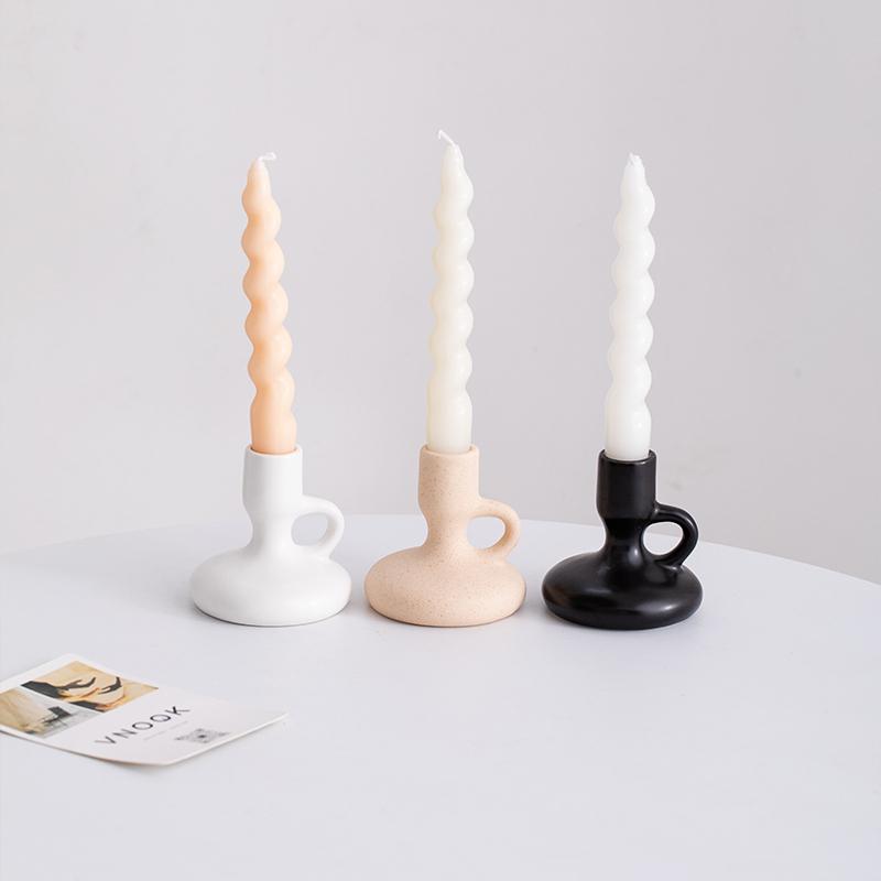 European Ceramic Candle Holder Black White Ornament Storage Container Dining Table Decoration Candlelight Dinner Romantic Decor