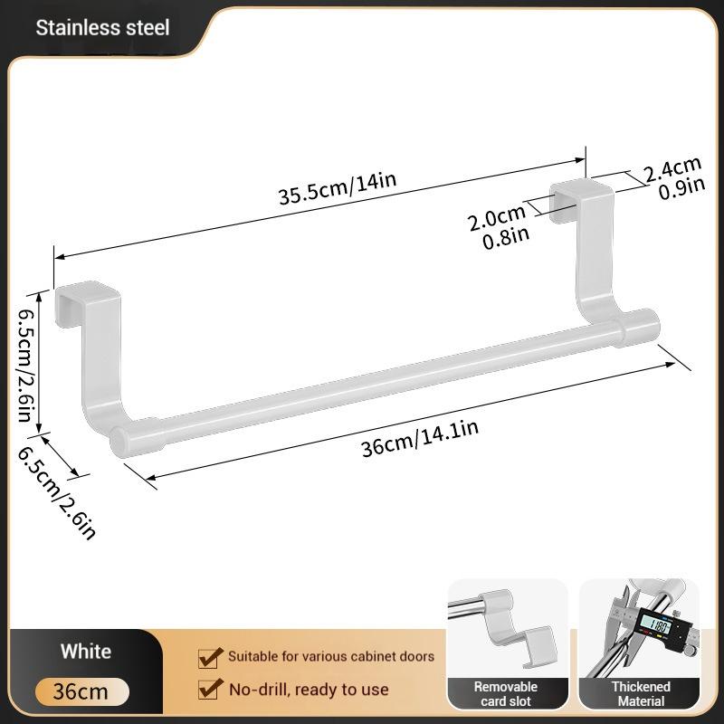 

1 шт., штанга для полотенец, стальная металлическая проволока, органайзер для хранения полотенец на шкафу, вешалка для полотенец на дверь ванной комнаты, вешалка для тряпок без проколов