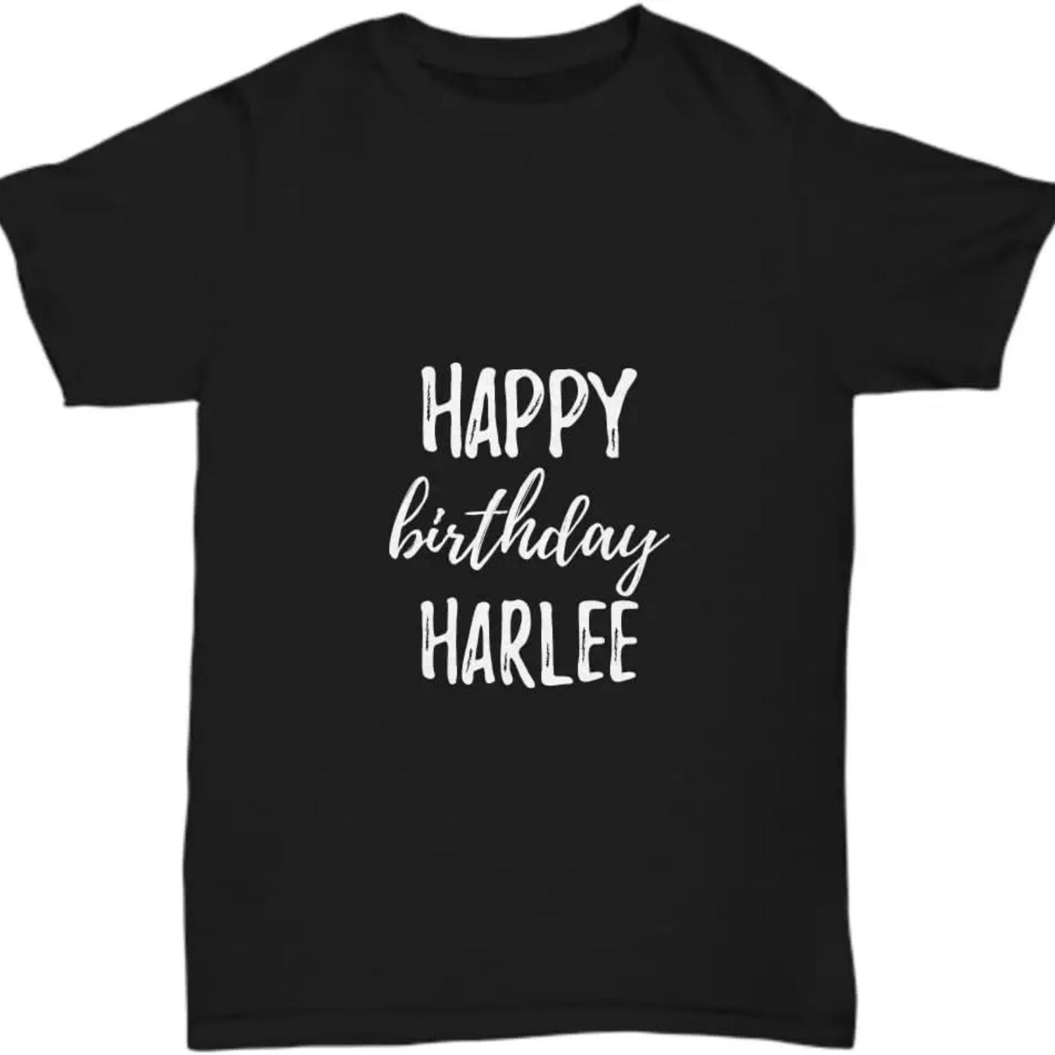 

Happy Birthday Harlee T-Shirt Funny Gift Idea Custom Name Unisex Tee XXXXXL чёрный