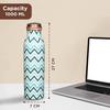 Pure Copper Water Bottle 1 Litre Alkaline and Anti Oxidant 100% Leak Proof, Office ,Modern Tamba Bottle(Chevron, Teal Blue)