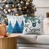 Let It Snow! Blue Hats, Scarves, Snowmen, Pine Cones, Snowflakes, Pine Trees, Decorative Balls, Christmas Pillow Covers, a Set of Four, Suitable for B