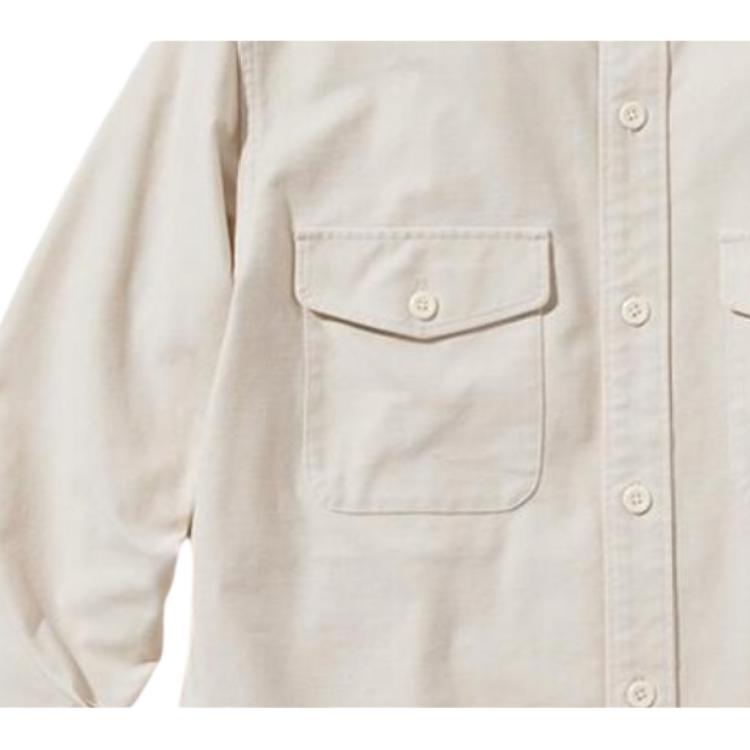 Uniqlo Solid Color Single-Breasted Pocket Design Pointed Collar Long Sleeve Shirt Men Shirts Off-White 464935-01