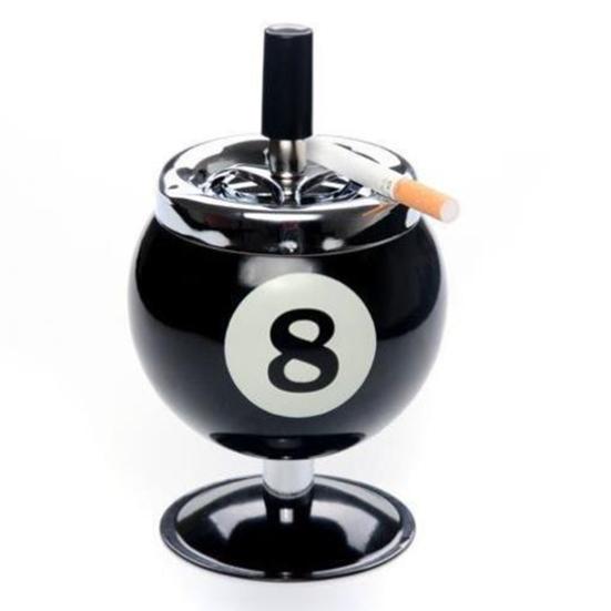 Ash Case Large Windproof Heat Resistant Three Bayonets with Lid Fashion Pool Billiard Ball Design Ashtray Ornament for Bar