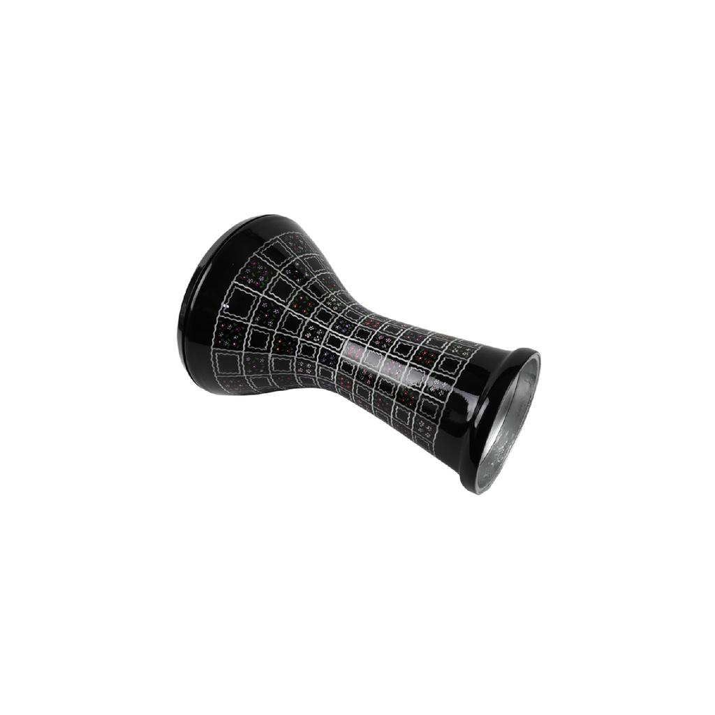 Hazara Cast Black, Colorful Embroidered, Square Enameled Inlay Percussion Dumberlek Handdrum Dumbelek Darbuka