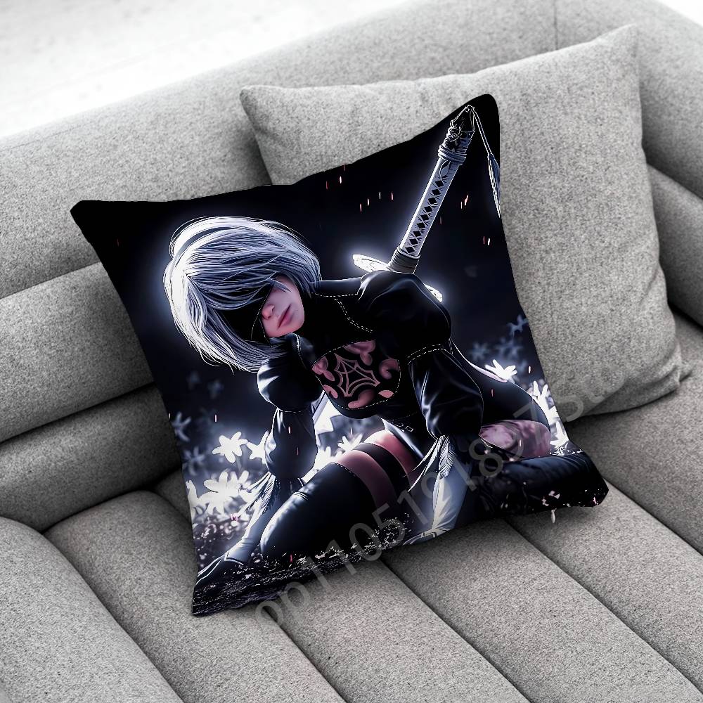 Game Nier A-Automata 2B Throw Pillow Case For 55X55Cm 40X40Cm 45X45Cm 50X50Cm 30X30Cm Square Office Pillowship Cover