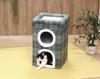 Fujiboeki Pet House/Pet Bed, 2-Room, 40cm Wide X 40cm Deep X 65cm High, Gray, Checkered Pattern, for Dogs and Cats, with Roof Bed, 53720, Small