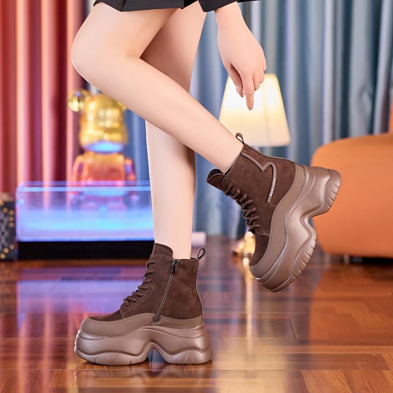 8603 inner heightening thick-soled muffin Martin boots women's new casual thin short boots in autumn and winter 2025