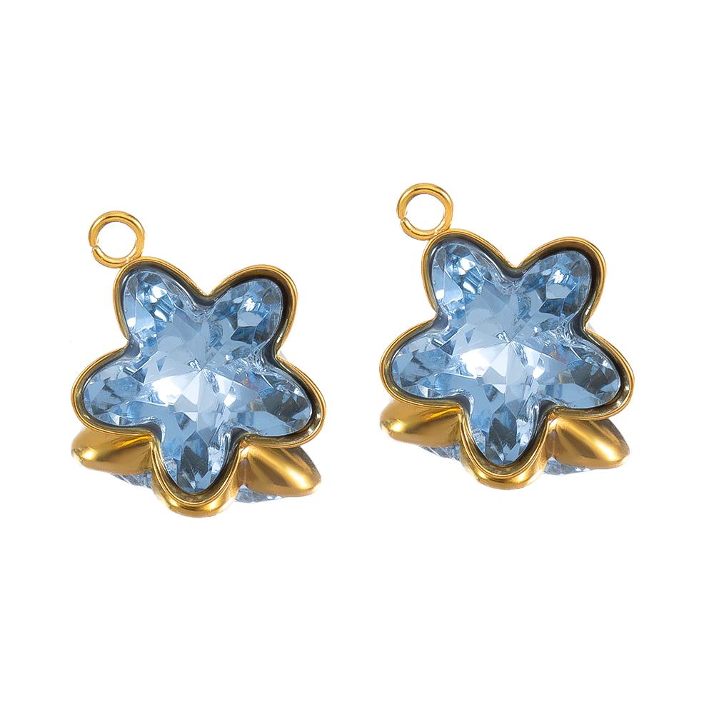 5pcs Colorful Crystal Charms Stainless Steel Geometry Oval Star Flower Charm Earrings Pendants for DIY Necklace Jewelry Findings